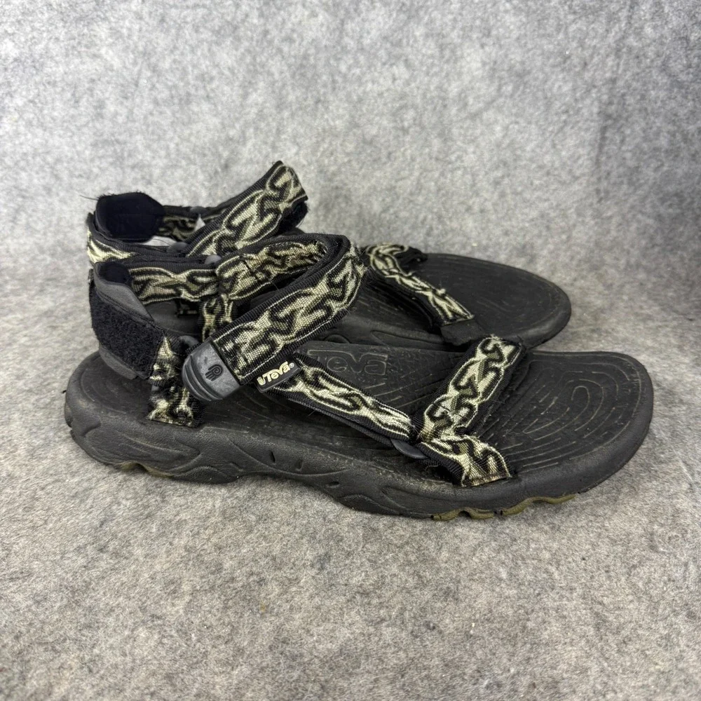 Teva Hurricane Sport Sandals Mens 8 Black Olive Green Geometric Strappy Hiking